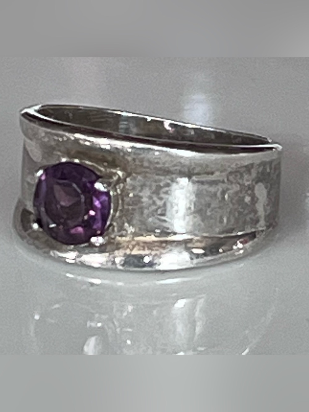 Handmade Sterling Silver 925 Ring with Amethyst Gemstone Size 7